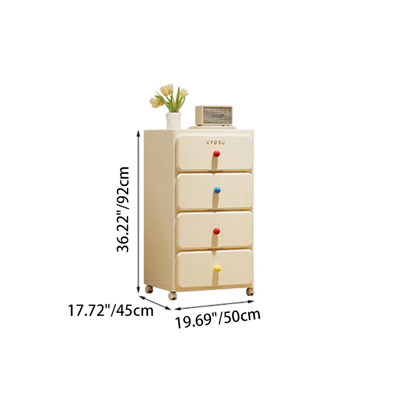 Modern Minimalist Integrated Rectangular PP Movable Multi-Layer Storage Cabinet 2/3/4-Drawer For Bedroom