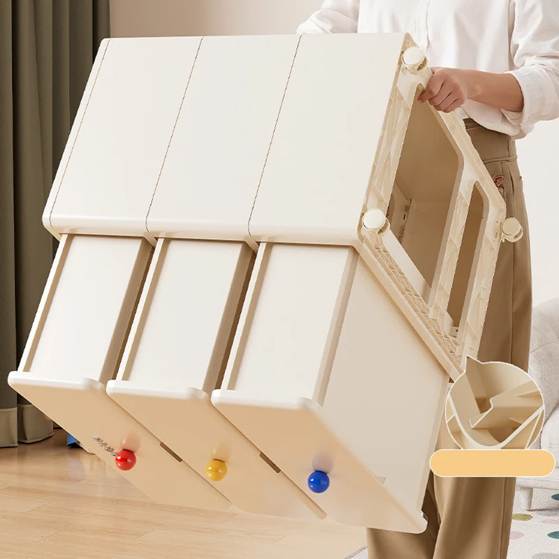 Modern Minimalist Integrated Rectangular PP Movable Multi-Layer Storage Cabinet 2/3/4-Drawer For Bedroom