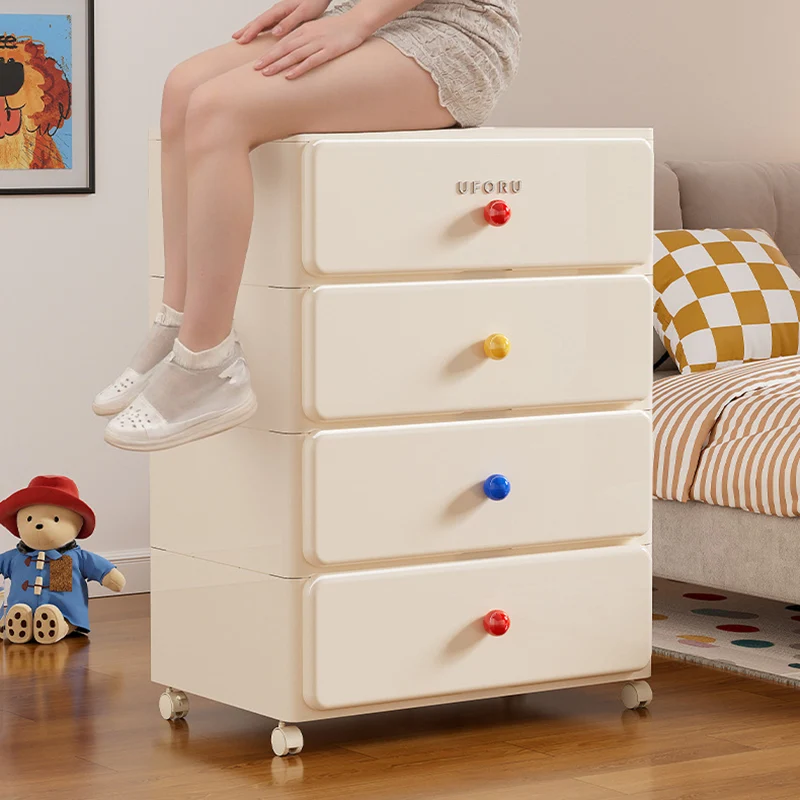 Modern Minimalist Integrated Rectangular PP Movable Multi-Layer Storage Cabinet 2/3/4-Drawer For Bedroom