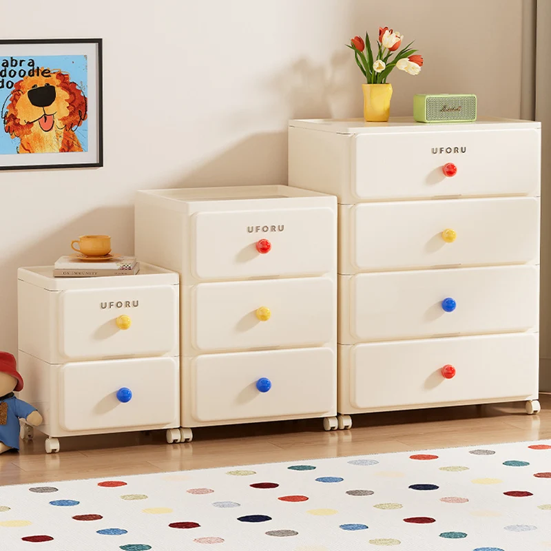 Modern Minimalist Integrated Rectangular PP Movable Multi-Layer Storage Cabinet 2/3/4-Drawer For Bedroom