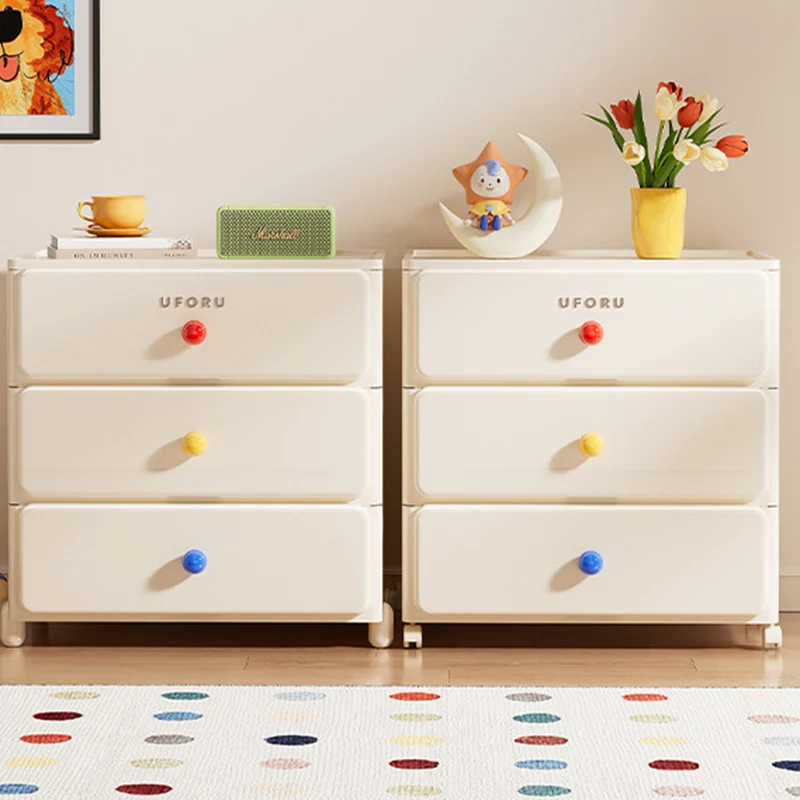 Modern Minimalist Integrated Rectangular PP Movable Multi-Layer Storage Cabinet 2/3/4-Drawer For Bedroom