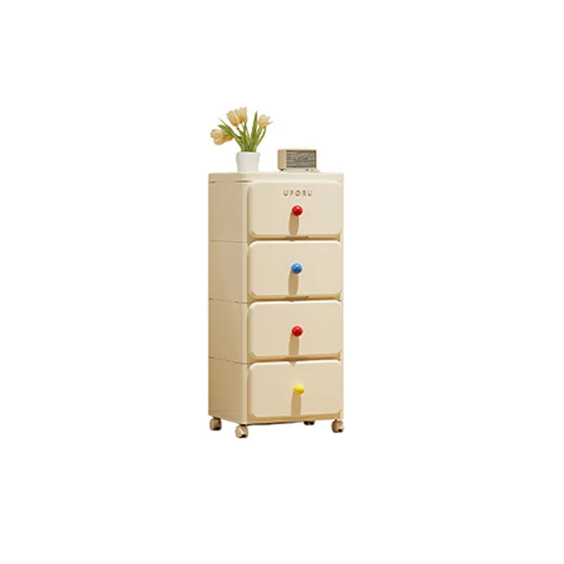 Modern Minimalist Integrated Rectangular PP Movable Multi-Layer Storage Cabinet 2/3/4-Drawer For Bedroom