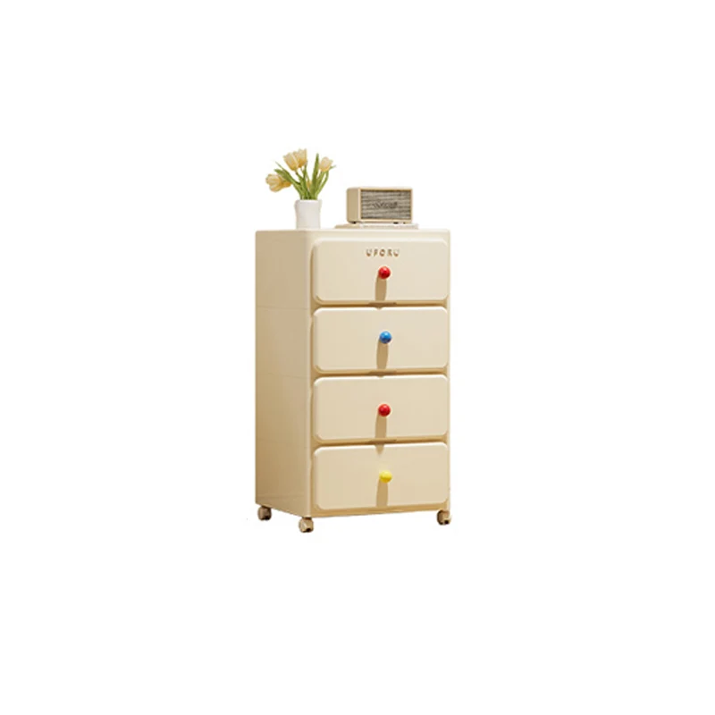 Modern Minimalist Integrated Rectangular PP Movable Multi-Layer Storage Cabinet 2/3/4-Drawer For Bedroom