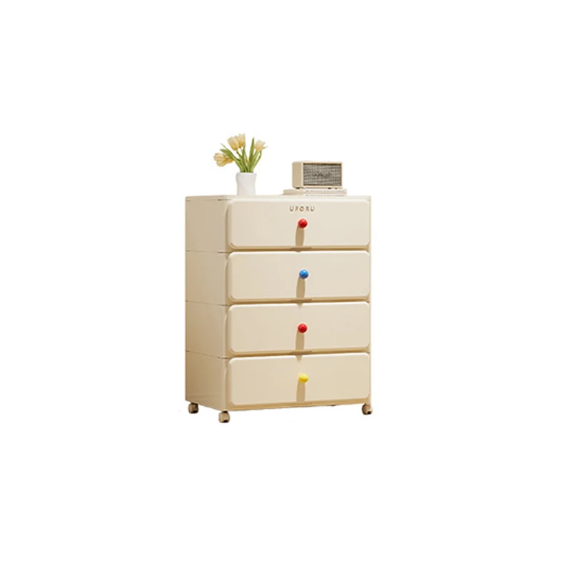 Modern Minimalist Integrated Rectangular PP Movable Multi-Layer Storage Cabinet 2/3/4-Drawer For Bedroom
