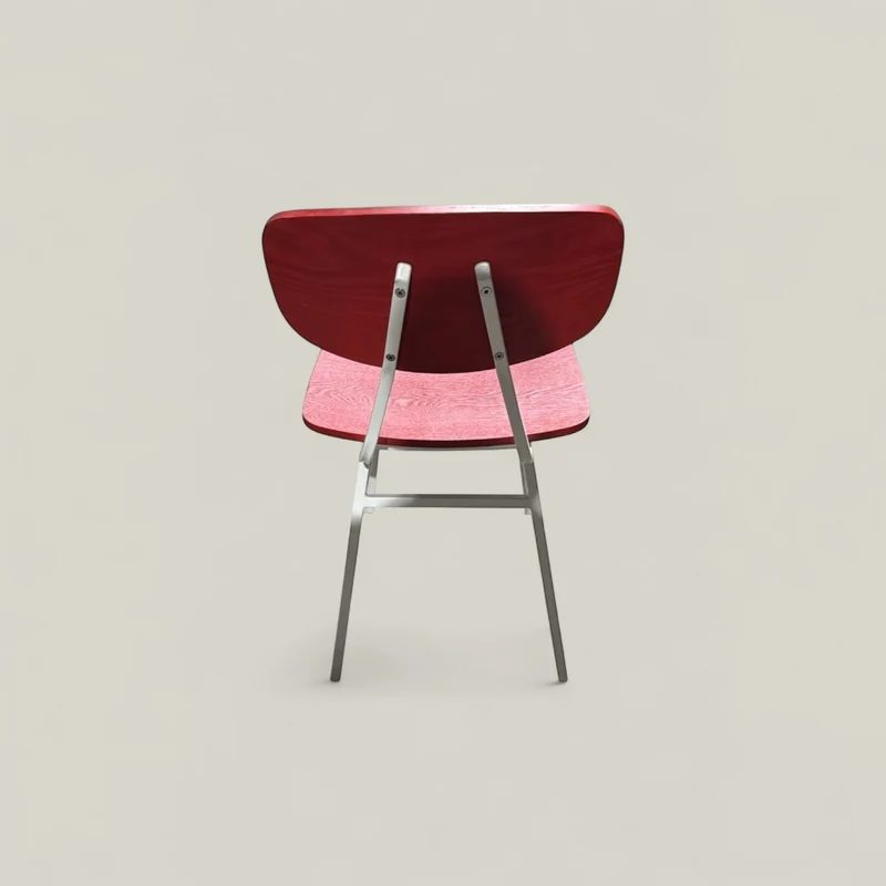 New Design Group: Red Natural Wood Florence Canteen Chair - Refurbished