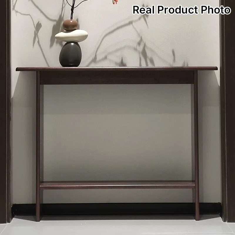 Traditional Chinese Rectangular Rubberwood Entryway Console Table 2-Layer For Hallway