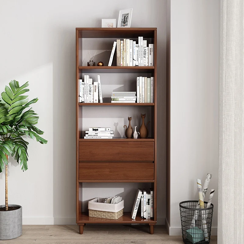 Modern Minimalist Rubber Wood Plywood Rectangular Cylindrical Storage Cabinet With 2 Drawers For Living Room