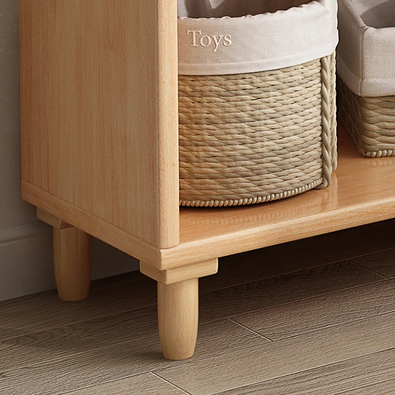 Modern Minimalist Rubber Wood Plywood Rectangular Cylindrical Storage Cabinet With 2 Drawers For Living Room