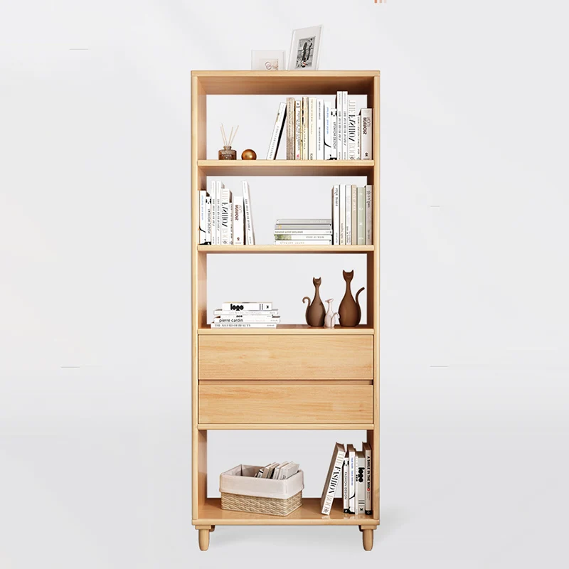 Modern Minimalist Rubber Wood Plywood Rectangular Cylindrical Storage Cabinet With 2 Drawers For Living Room