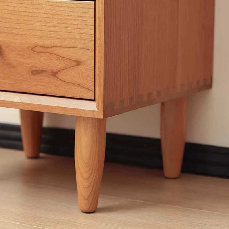 Contemporary Scandinavian Rubberwood Glass Rectangular Storage Cabinet With 2 Drawers For Living Room