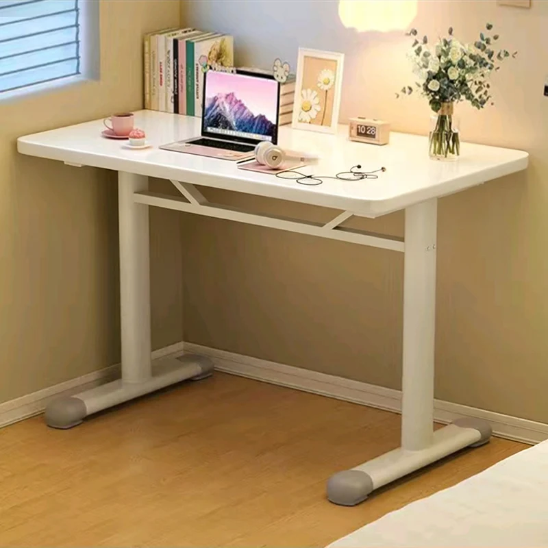 Modern Minimalist Engineered Wood Carbon Steel Rounded Rectangular Kids Study Desk With 1-Tier For Bedroom