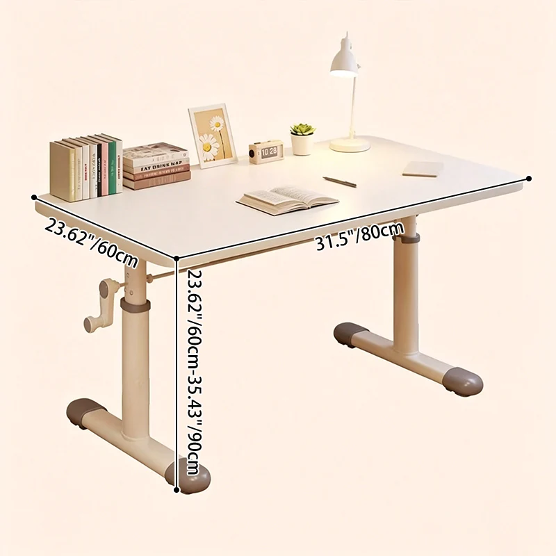 Modern Minimalist Engineered Wood Carbon Steel Rounded Rectangular Kids Study Desk With 1-Tier For Bedroom