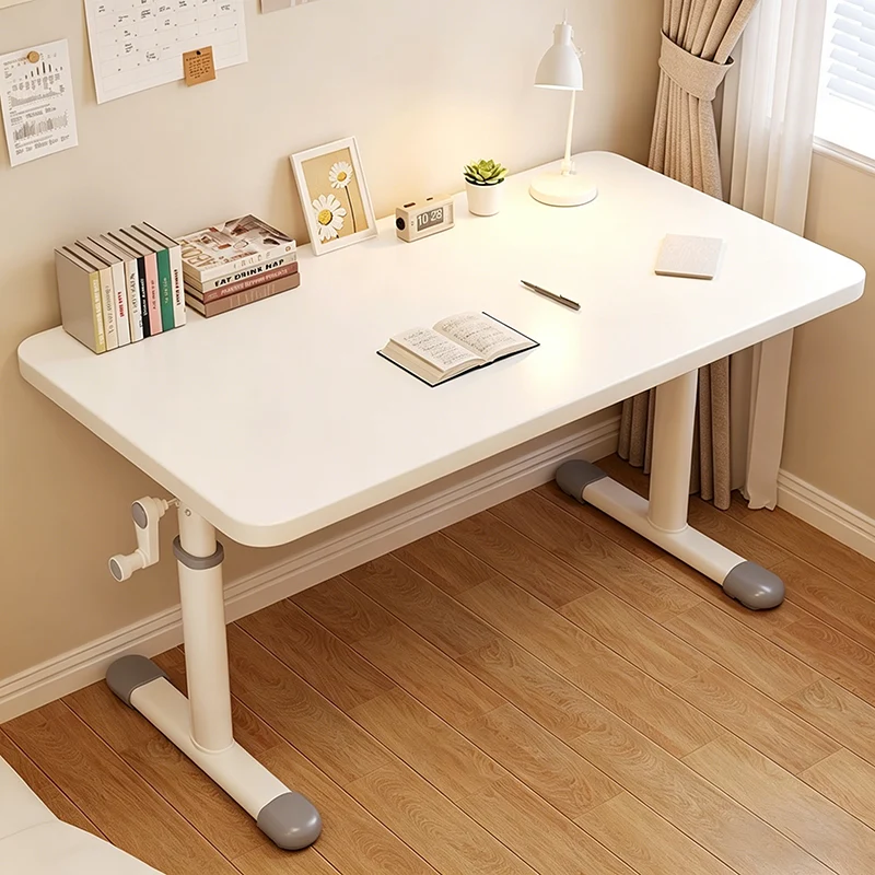Modern Minimalist Engineered Wood Carbon Steel Rounded Rectangular Kids Study Desk With 1-Tier For Bedroom