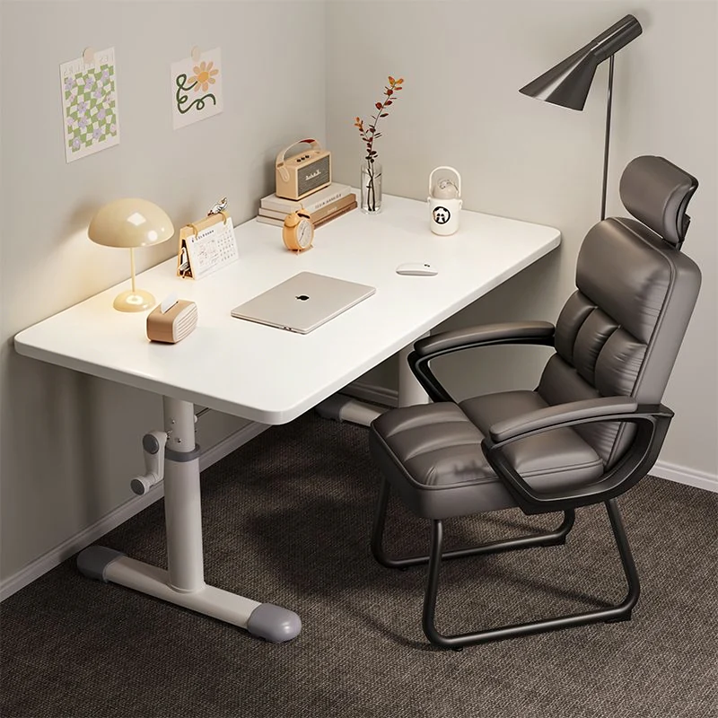 Modern Minimalist Engineered Wood Carbon Steel Rounded Rectangular Kids Study Desk With 1-Tier For Bedroom
