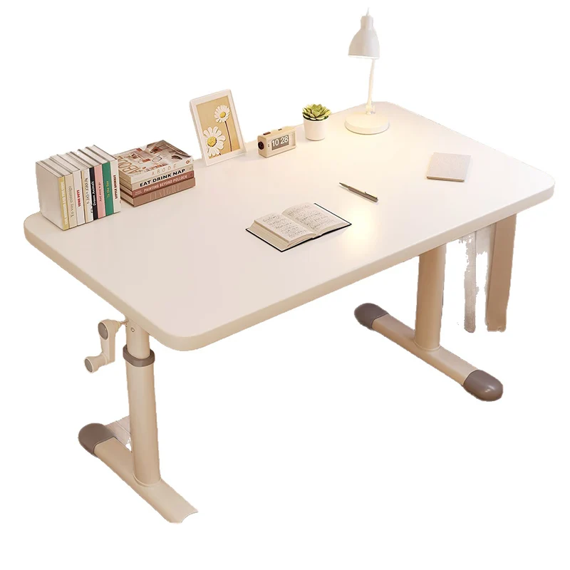Modern Minimalist Engineered Wood Carbon Steel Rounded Rectangular Kids Study Desk With 1-Tier For Bedroom