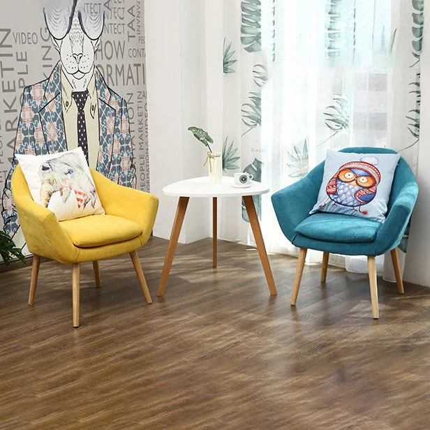 Contemporary Scandinavian Rectangular Fabric Rubberwood Chair Backrest Armrest For Living Room