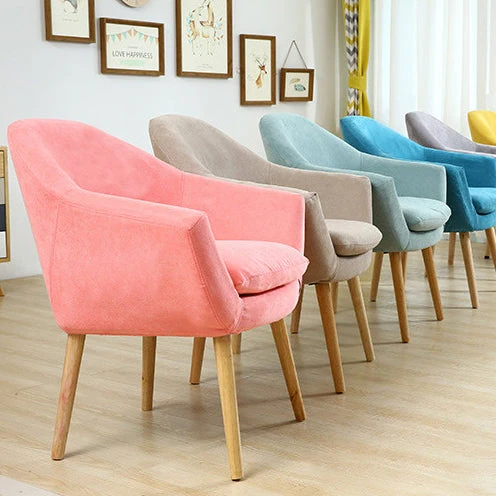 Contemporary Scandinavian Rectangular Fabric Rubberwood Chair Backrest Armrest For Living Room