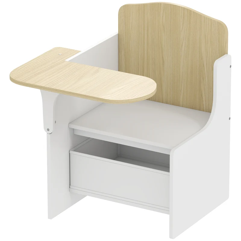 Mesa e Cadeira para Crianças com Cesto de Arrumação Conjunto de Mesa de Atividades 2 em 1 para Desenho Leitura e Brincadeiras Branco