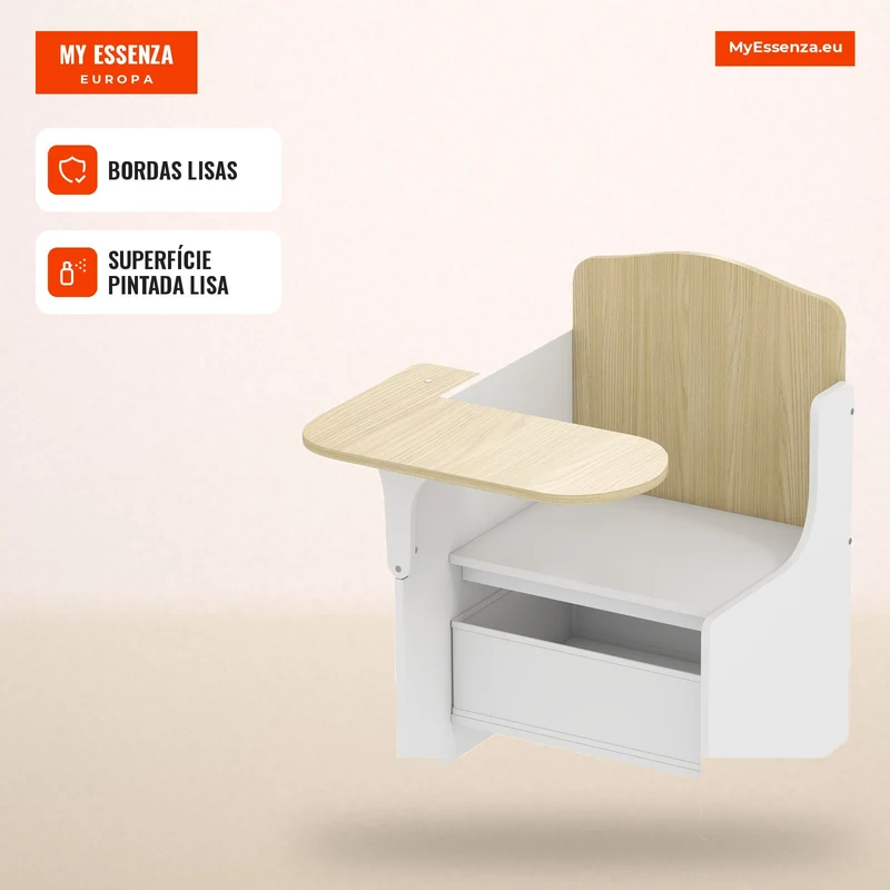 Mesa e Cadeira para Crianças com Cesto de Arrumação Conjunto de Mesa de Atividades 2 em 1 para Desenho Leitura e Brincadeiras Branco