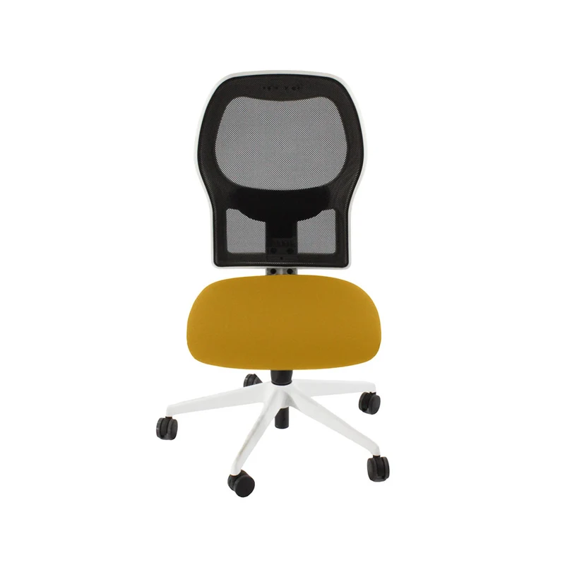 Ahrend: 160 Type Task Chair in Yellow Fabric/White Frame Without Arms - Refurbished