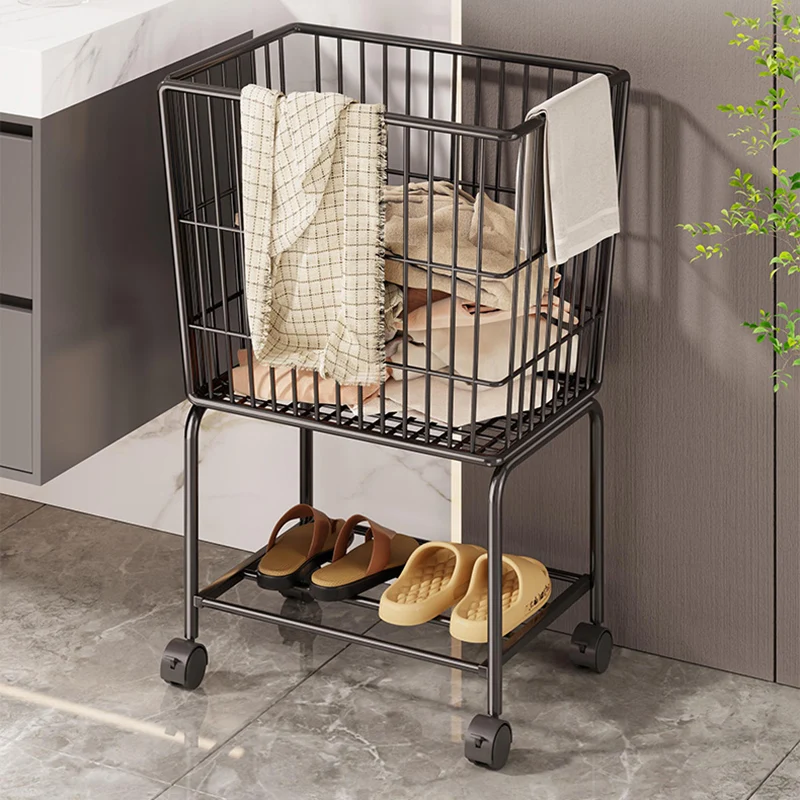 Modern Minimalist Iron Rectangular Movable Storage Shelf 2-Tier For Bedroom & Living Room