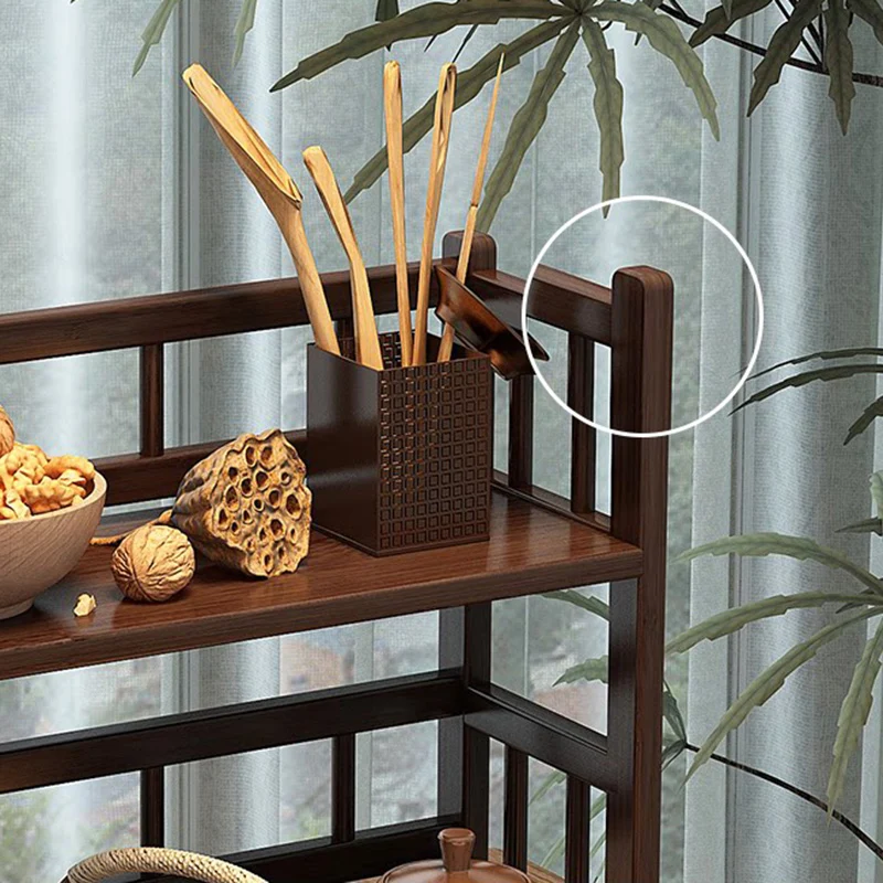 Traditional Chinese Nan Bamboo MDF Rectangular Desktop Storage Shelf 3-Drawer For Living Room