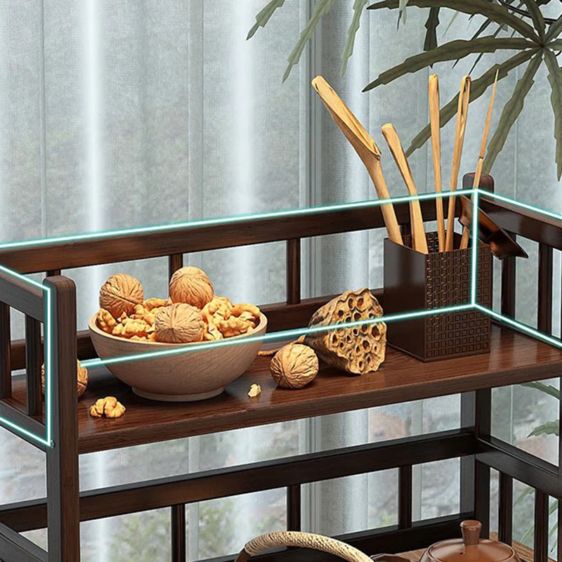 Traditional Chinese Nan Bamboo MDF Rectangular Desktop Storage Shelf 3-Drawer For Living Room