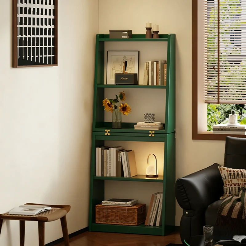Traditional Vintage Rubberwood Trapezoidal Foldable Display Rack 5-Layer For Living Room