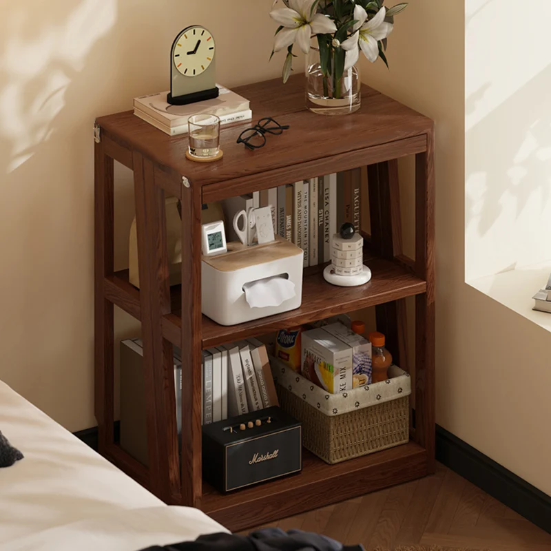 Traditional Vintage Rubberwood Trapezoidal Foldable Display Rack 5-Layer For Living Room