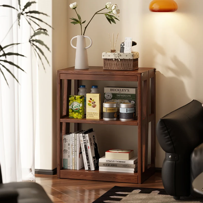 Traditional Vintage Rubberwood Trapezoidal Foldable Display Rack 5-Layer For Living Room