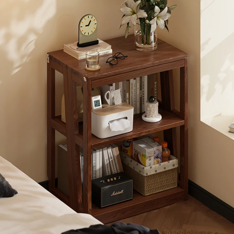 Traditional Vintage Rubberwood Trapezoidal Foldable Display Rack 5-Layer For Living Room