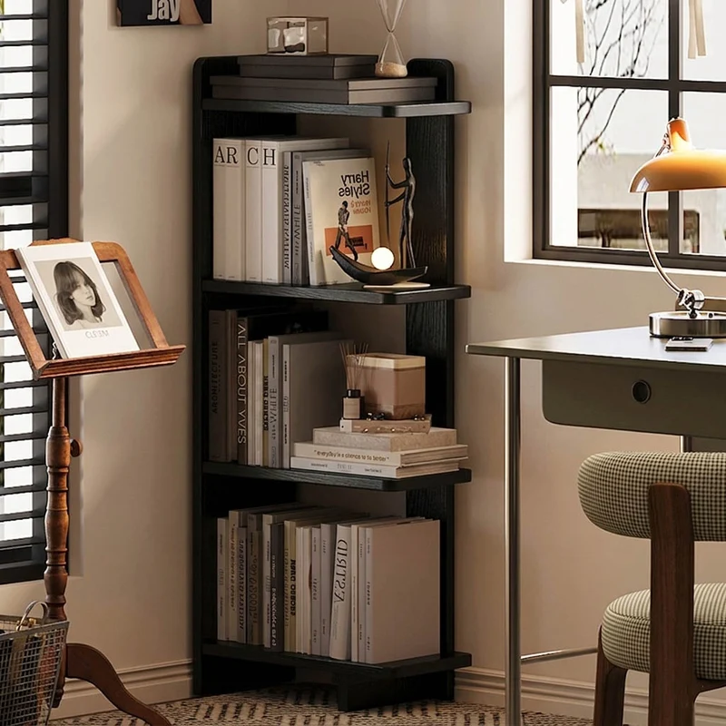 Modern Minimalist Rubberwood Rectangular Space-Saving Display Rack 4-Layer For Living Room & Study