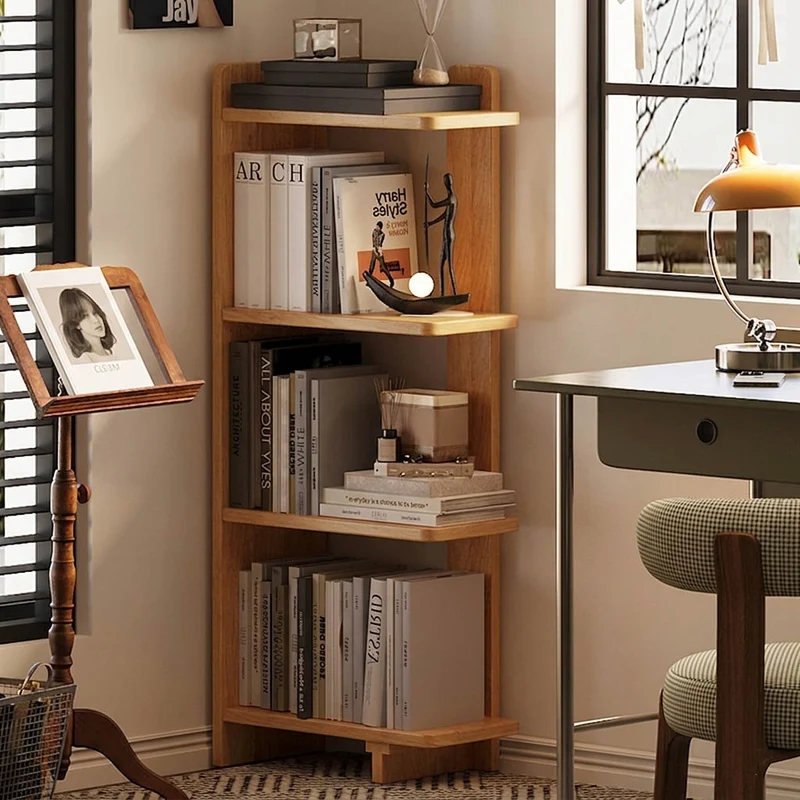 Modern Minimalist Rubberwood Rectangular Space-Saving Display Rack 4-Layer For Living Room & Study