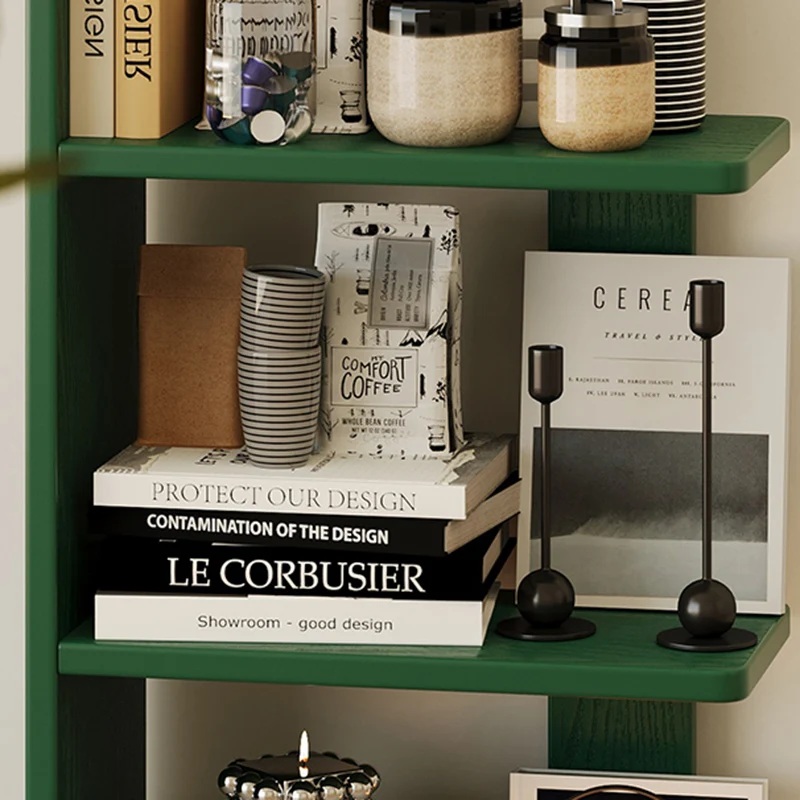 Modern Minimalist Rubberwood Rectangular Space-Saving Display Rack 4-Layer For Living Room & Study