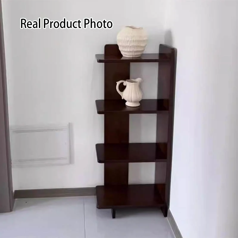 Modern Minimalist Rubberwood Rectangular Space-Saving Display Rack 4-Layer For Living Room & Study