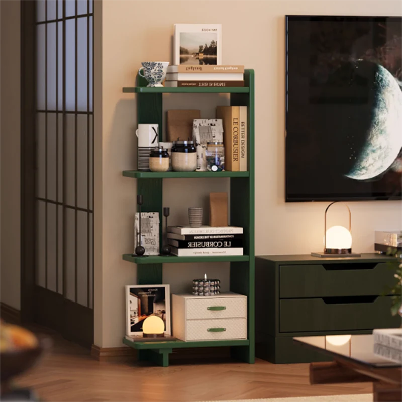 Modern Minimalist Rubberwood Rectangular Space-Saving Display Rack 4-Layer For Living Room & Study