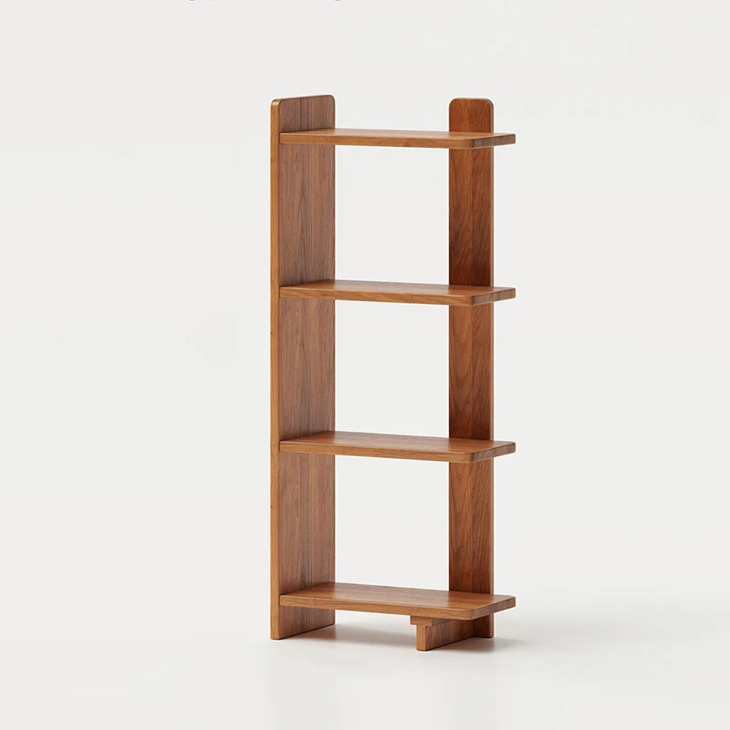 Modern Minimalist Rubberwood Rectangular Space-Saving Display Rack 4-Layer For Living Room & Study