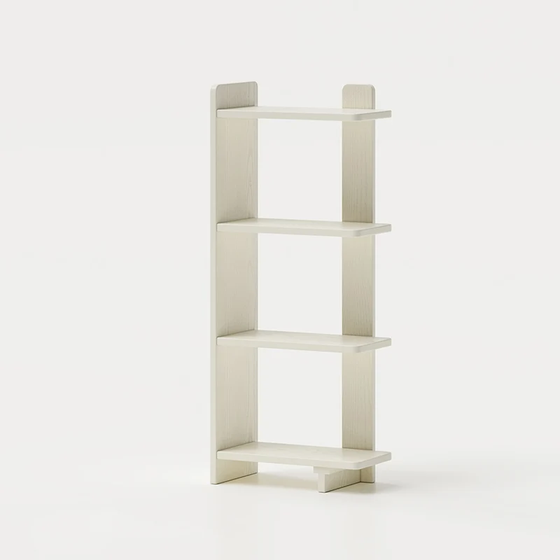 Modern Minimalist Rubberwood Rectangular Space-Saving Display Rack 4-Layer For Living Room & Study