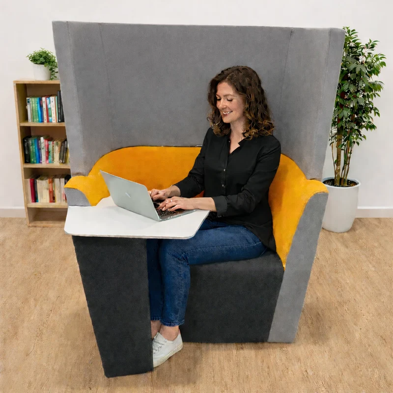 Orangebox: Orange/Grey and Black Away From The Desk (AFTD) High-Back Single Sofa: - Refurbished