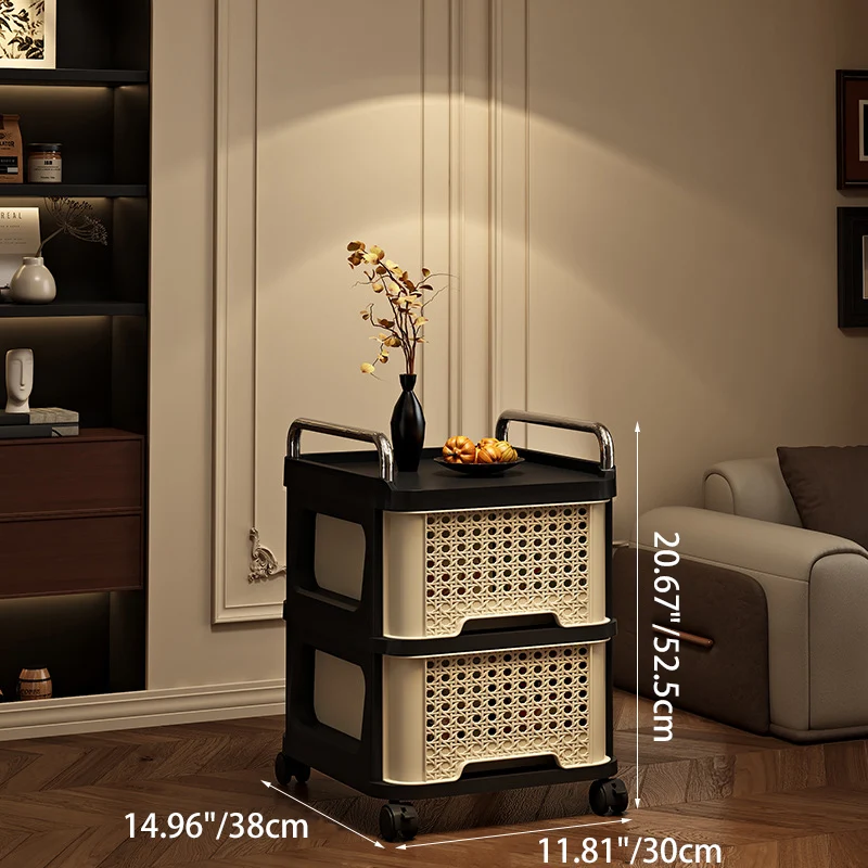Modern Minimalist Rectangular PP Movable Floor-Standing Multi-Layer Storage Cabinet 2/3/4/5-Drawer For Living Room