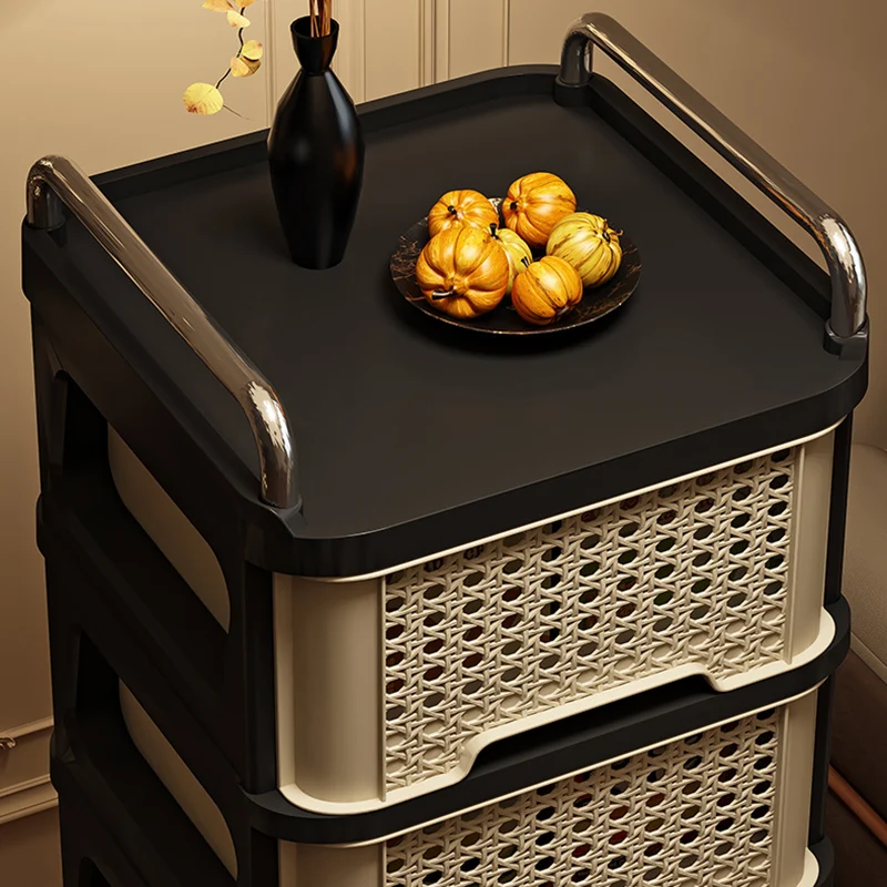 Modern Minimalist Rectangular PP Movable Floor-Standing Multi-Layer Storage Cabinet 2/3/4/5-Drawer For Living Room