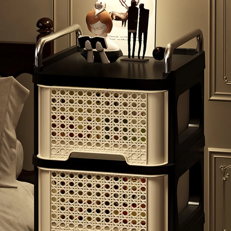 Modern Minimalist Rectangular PP Movable Floor-Standing Multi-Layer Storage Cabinet 2/3/4/5-Drawer For Living Room