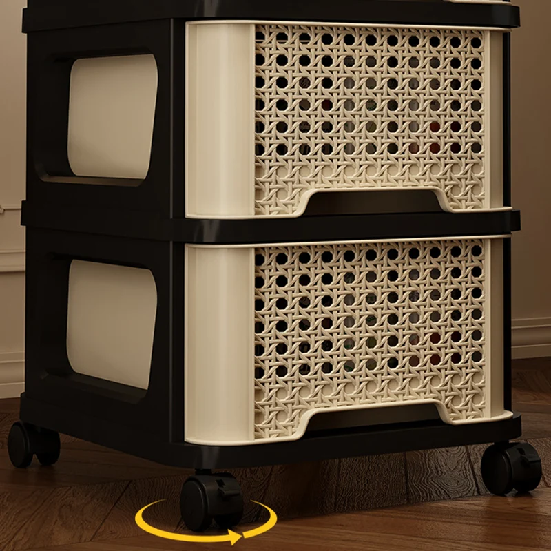 Modern Minimalist Rectangular PP Movable Floor-Standing Multi-Layer Storage Cabinet 2/3/4/5-Drawer For Living Room