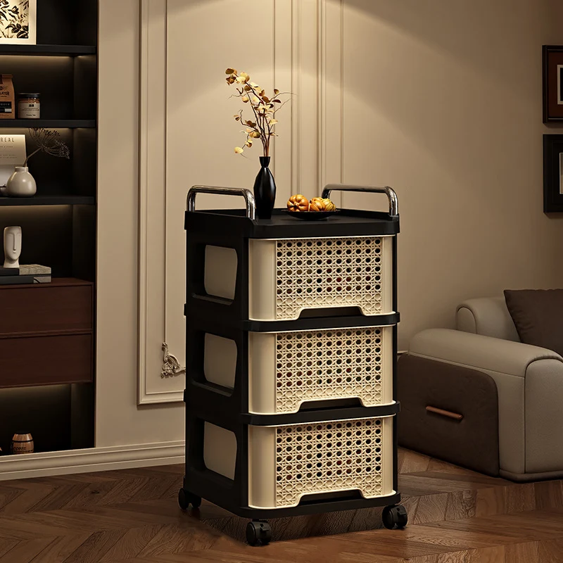 Modern Minimalist Rectangular PP Movable Floor-Standing Multi-Layer Storage Cabinet 2/3/4/5-Drawer For Living Room