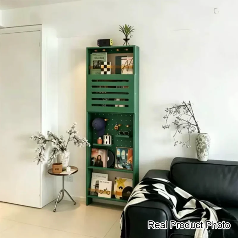 Modern Minimalist Solid Rubberwood Rectangular Bookshelf with Hooks, Multi-Tier Shelves & Storage Cabinet for Living Room, Entryway & Bedroom