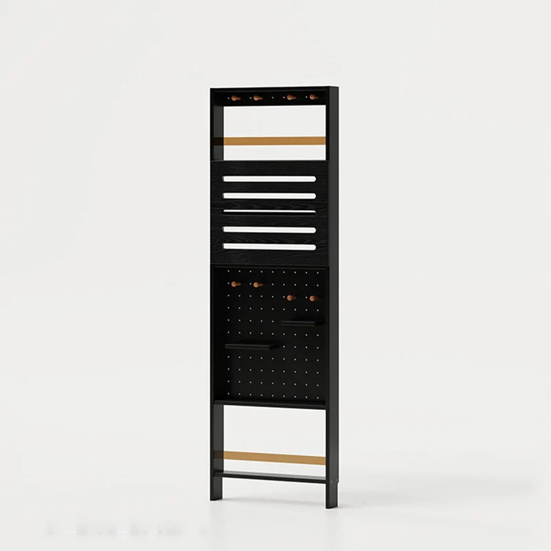 Modern Minimalist Solid Rubberwood Rectangular Bookshelf with Hooks, Multi-Tier Shelves & Storage Cabinet for Living Room, Entryway & Bedroom