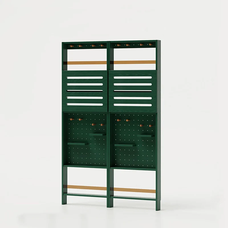Modern Minimalist Solid Rubberwood Rectangular Bookshelf with Hooks, Multi-Tier Shelves & Storage Cabinet for Living Room, Entryway & Bedroom
