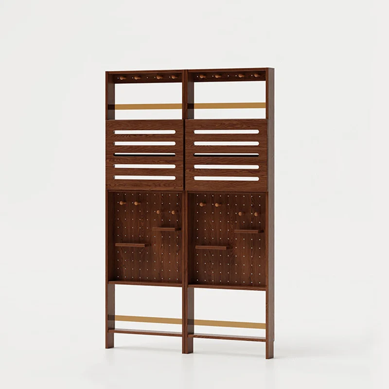 Modern Minimalist Solid Rubberwood Rectangular Bookshelf with Hooks, Multi-Tier Shelves & Storage Cabinet for Living Room, Entryway & Bedroom