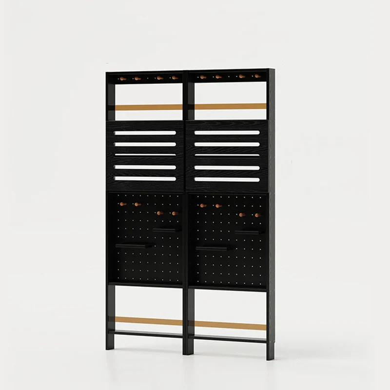 Modern Minimalist Solid Rubberwood Rectangular Bookshelf with Hooks, Multi-Tier Shelves & Storage Cabinet for Living Room, Entryway & Bedroom