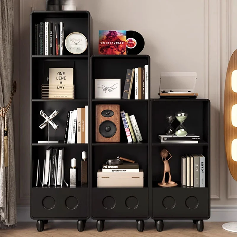 Contemporary Nordic Rectangular Arc Edge Ecological Board Plywood Display Storage Cabinet 3/4/5-Tier For Living Room